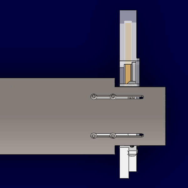 Top view of the mount clamped around the eyepiece tube